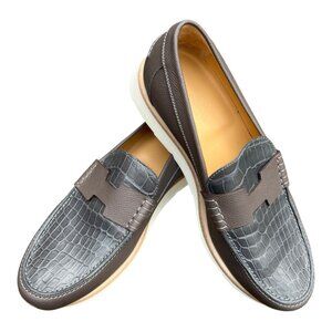 Hermes Tarmac Calf Leather and Niloticus Crocodile Moccassins Loafer EU 40 Shoes